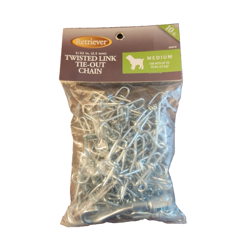 Retriever Twisted Link Tie Out Chain 10’ Medium Size Dog
